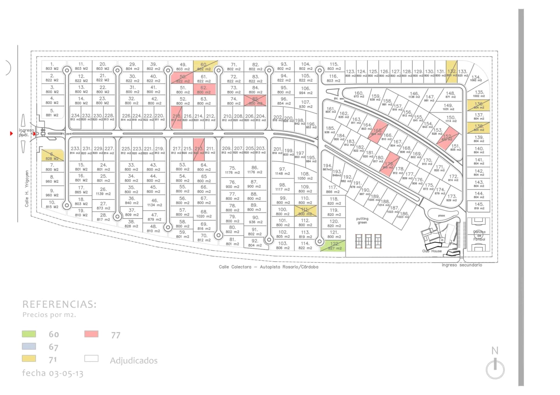 Plano de lotes de Aguadas