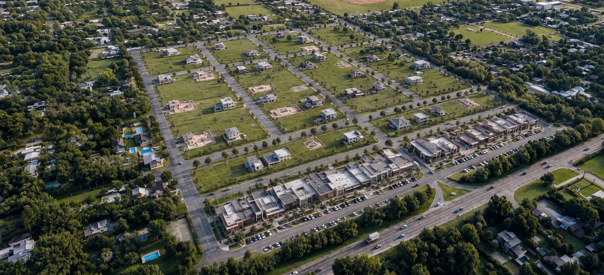 Vista aérea de Distrito Roldán, sobre Ruta 9 y María Auxiliadora