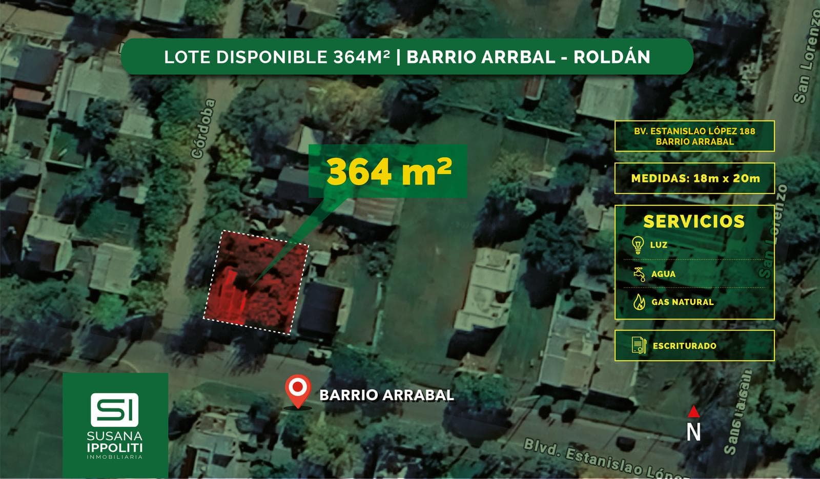 Terreno en venta de 364m2 en Roldán
